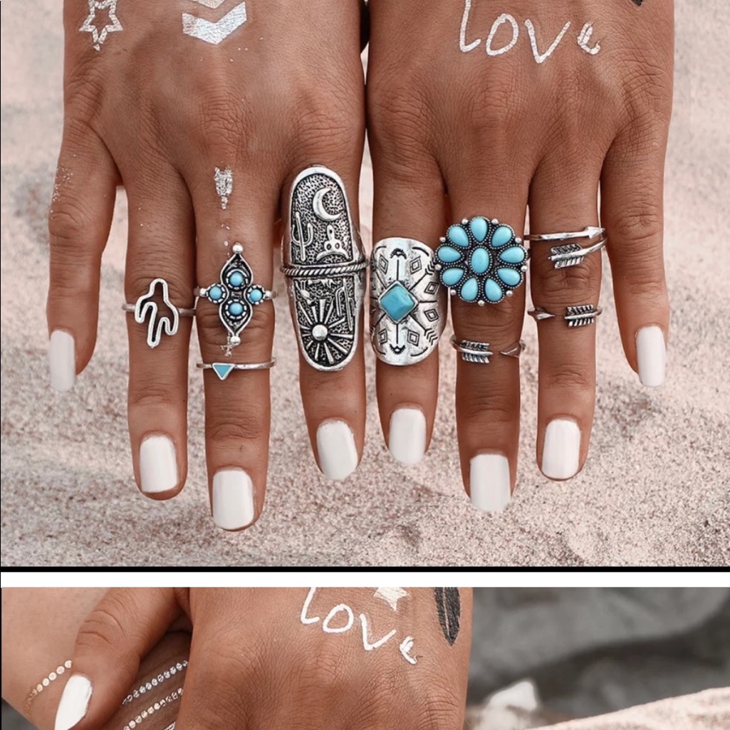 Boho Midi Ring Set